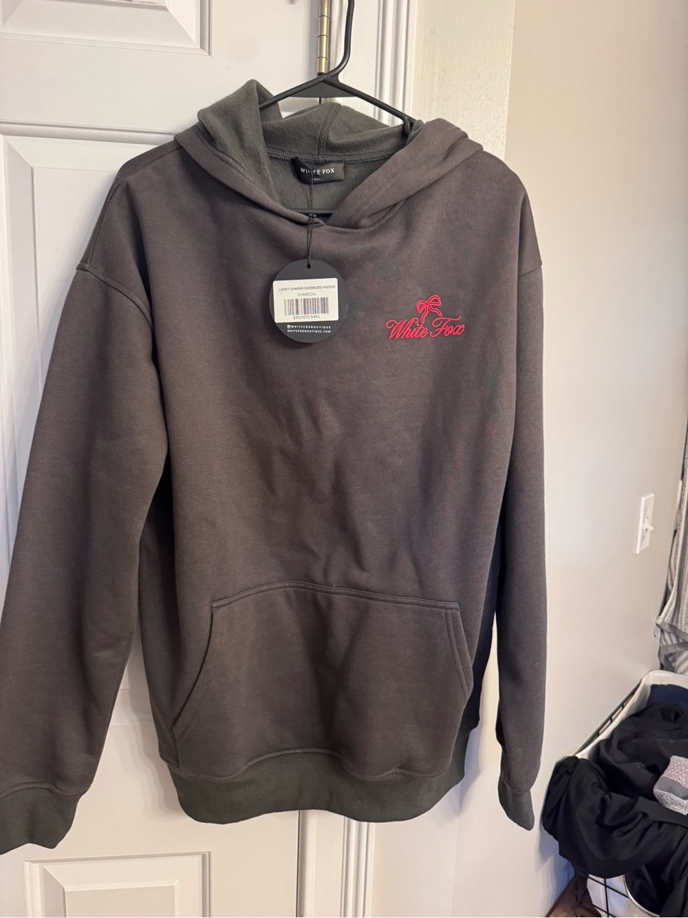 Charcoal Hoodie with Red Logo